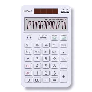 유니원 SL-400 14자리 전자 계산기 대형LCD 큰화면 TAX 루트 계산 GT 기능 메모리 태양열 건전지 14단
