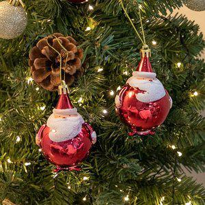 [플라워트리]크리스마스 산타볼 트리 장식 뚱보 싼타볼 9cm [2개입] 꾸미기 소품 용품 오너먼트 데코 이...