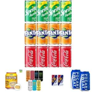 코카콜라 환타오렌지 스프라이트 3종세트 190ml 12캔 /캔음료수/휴게실/탕비실/사무실/오피스/나들이/캠핑