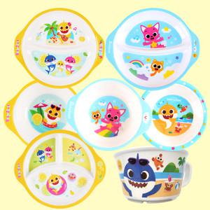 핑크퐁 아기상어 유아 이유식기 멜라민 그릇 양수볼 타원형 간식접시 3구식판 면기