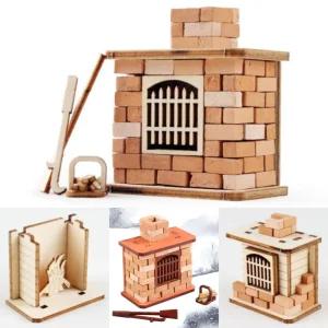 영공방 미니 벽난로세트 벽돌 목재모형 만들기 나무미니어처 DIY 입체퍼즐 CM945