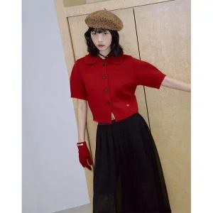 [LAP](타임스퀘어점패션관)동글카라 크롭 니트 가디건 AQ4KGB60