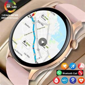 2024 여성용 GPS 스마트 워치 AMOLED 466466 HD 스크린 스포츠 심박수 NFC 맞춤형 다이얼 블루투스 통화 스