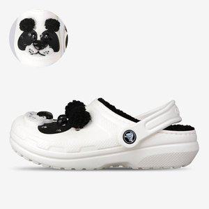 [크록스][2024 FW]겨울크록스 키즈 판다베어 라인드 주니어 아동 겨울 방한 털슬리퍼 210400-0WX