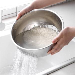 리본제이 연마제 초음파 제거 하나로 스텐 304 쌀 세척볼 M 23cm  멀티 믹싱볼 다용도 타공 물빠짐 채반