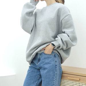 여성 기모 오버핏 맨투맨 여자 겨울 박시 후리스 양기모 긴팔티 9color