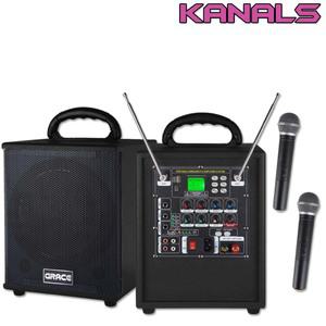 EG-180 카날스 충전식 앰프 200W, 2채널 마이크, 블루투스, USB, 에코 녹음