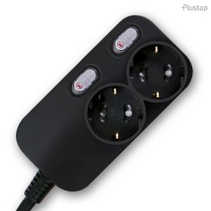 플러스탭  국산 개별 스위치 절전 접지 고용량 고전압 멀티탭 2구 블랙 4m 3200w