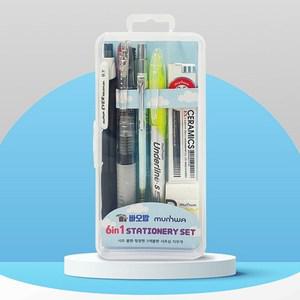 바오밥 필기구 문구세트 6in1 / 문화 샤프 샤프심 3색볼펜 형광펜  지우개 세트 선물