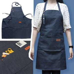 데님 앞치마 청앞치마 바리스타 까페 캔버스 앞치마/주방/공/업소용/카페/미용/미용사/면/교사/가정용