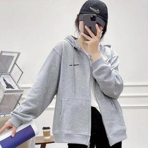 [MENOIQMX_53DC]후드집업 무지 그레이 여성 긴팔 점퍼