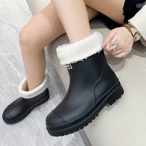 여성 사계절 여름 숏 레인부츠 패션 장화 털 탈부착