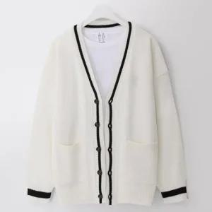 [MNC] 배색 오버핏 니트가디건  MDCD446SO)