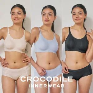 [크로커다일] 감탄브라 소프트핏 쉘론 스트랩 패드일체형 브라+팬티 6종세