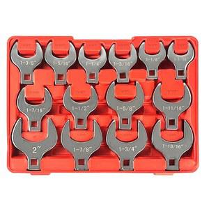 C&T 14피스 1/2인치 드라이브 점보 크로우풋 렌치 세트, SAE 사이즈 1-1/16인치부터 2인치까지, 보관 트레이, 크롬 바나듐 스틸 및 완전히 연마된 크롬 마감 포함