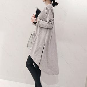 임산부 원피스 빅사이즈 A라인 절개 언발 롱 티셔츠 긴팔 임부복