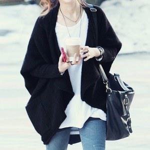 베이직 가오리 니트가디건 가디건 루즈핏 크롭 스웨터