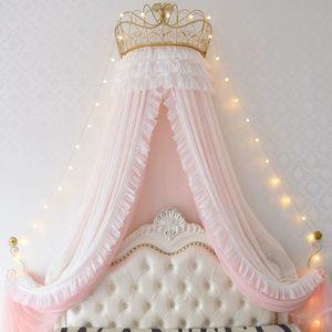 공주 침대 캐노피 핑크 레이스 침실 가림막 모기장