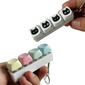 고양이 파스텔 4key 피젯 키보드 버튼 키캡 토이 키링