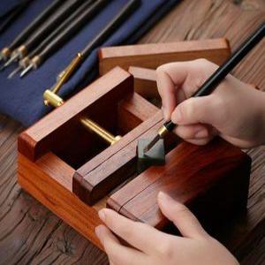 인감도장 불 고정대 아프리칸 나무 로즈우드 도구 공구 명판 L 도장 인감