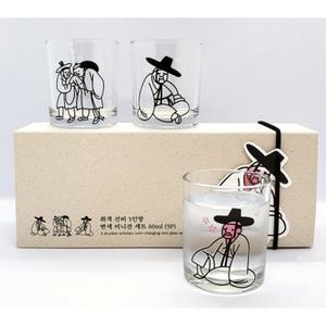 우리유산 취객선비 3인방 변색 잔세트 소주잔 3인방 세트... 1세트