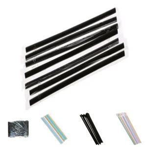 (7x210mm 500개) 테이크아웃 개별포장 일자형 스트로우 - 블랙/대용량/대량/벌크/일회용/빨대/업소용/카페