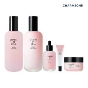 참존 참인셀 리추얼 5종세트(소프너+에멀전+앰플+크림+아이크림)+쇼핑백