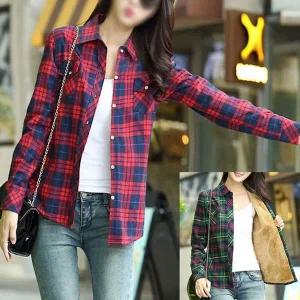 [NS홈쇼핑]LN 기모 융털 체크 여성 셔츠 남방 블라우스[35364953]