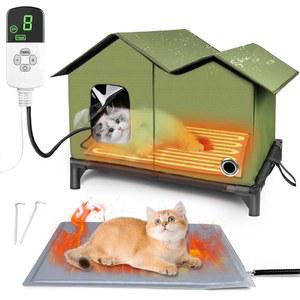 NxYmxgo 고양이 집 야외 단열 난방 패드 내장 9단 온도 및 3타이머,