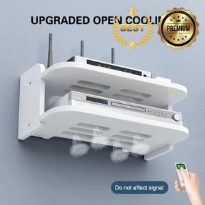 전원 스트립이 있는 벽걸이형 WiFi 선반 다중 콘센트 TV 셋톱박스 케이블 정리함 홈 시어터용 숨겨진 플로