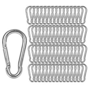 60팩 M8 x 3-1/8인치 스프링 스냅 후크 헤비 듀티 카라비너 클립 캠핑 하이킹 여행 야외 스윙 체육관용 아연 도금 강철 퀵 링크 클립, 500Lbs 용량1