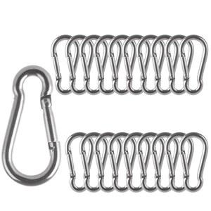 MIVIDE 20 팩 M8 x 3-1/8 인치 카라비너 클립 스프링 스냅 후크, 304 스테인리스 스틸 헤비 듀티 후크 퀵 링크 캠핑 하이킹 여행 야외 스윙 짐, 500파운드 용량