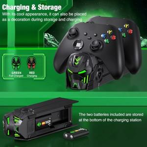 충전 도크와 커버 4개가 포함된 Xbox 시리즈 컨트롤러용 2x5520mWh 배터리 팩이 스테이션