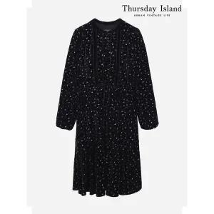 [써스데이아일랜드]벨벳 믹스 셔링 원피스 T238MOP240W _P404169659