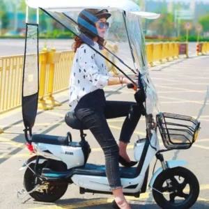 전기자전거 캐노피 지붕 방풍 오토바이 그늘막 바람 비막 A. 크리스탈 더블 배플 인스 그린