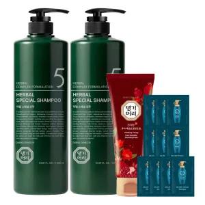 댕기머리 허벌 스페셜 탈모샴푸 (최대행사) 1000ml 2개+클렌징폼 120ml+샴푸10매 / 두피 각질 모공 한방발