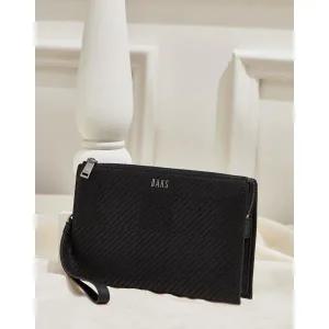 [롯데백화점]닥스 액세서리 [GREAT HOUSE CHECK] 블랙 체크배색 소가죽 그립백 DBBA5F305