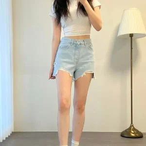 [하프클럽/]여자 바지 캐쥬얼 그런지 빈티지 진 반바지