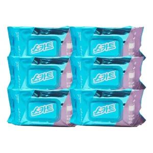 스카트 잘 닦이는 세정티슈 80매x6개/세정물티슈 세정티슈 유리세정티슈 소독티슈 소독물티슈