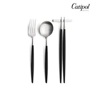 [큐티폴] 고아 블랙실버 디너 3종세트(디너스푼 디너포크 젓가락세트)