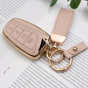 현대 가죽 차 키케이스 커버 4버튼 키홀더 리모컨 아슬란 그랜저HG 산타페DM 제네시스DH 스트랩