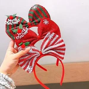 [셀러허브 패션](별별창고) 왕리본 글리터 머리띠 빅리본 헤어밴드 포인트 크리스마스