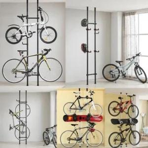 실내 세로형 행거 2단 자전거 보관대 기둥 거치대