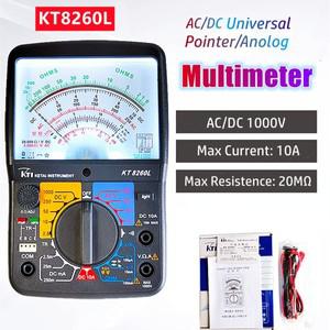 KT8260L 고정밀 포인터 디스플레이, 아날로그 멀티미터, AC/DC 전압 1000V, 10A, 20MΩ, 핸드헬드 저항 테