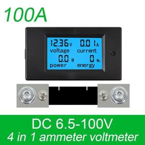 DC 6.5-100V 50A/100A LCD 디스플레이 디지털 전류 전압 전력 에너지 미터 멀티 전류계 전압계 (50A / 100A