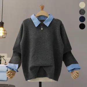 [모노시크] 나잇인 베이직 셔츠 레이어드 니트_MNKT203