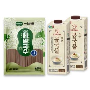 [순솔X정식품] 순솔 100% 메밀국수2.5kg X 간단요리사 진한 콩국물 950ml 2팩