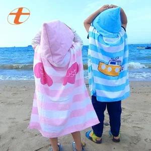 탑나이스 유아동 순면 후드 비치 타월 목욕 수영 물놀이 가운 수건
