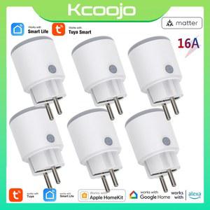 스마트 플러그 얇은 멀티탭 콘센트 전력 모니터링 기능이 있는 와이파이 매터 소켓 EU 투야 라이프 앱 타이밍 홈킷 알렉사 구글 홈과 작동 16A