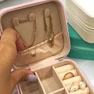 휴대용 악세서리 보관 미니 보석함 핑크 여행용보석함 보석함 돌반지 여행용보석함